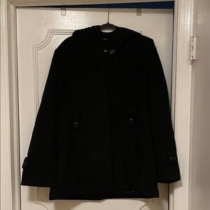 George Women's Black Pea Coat with Hood